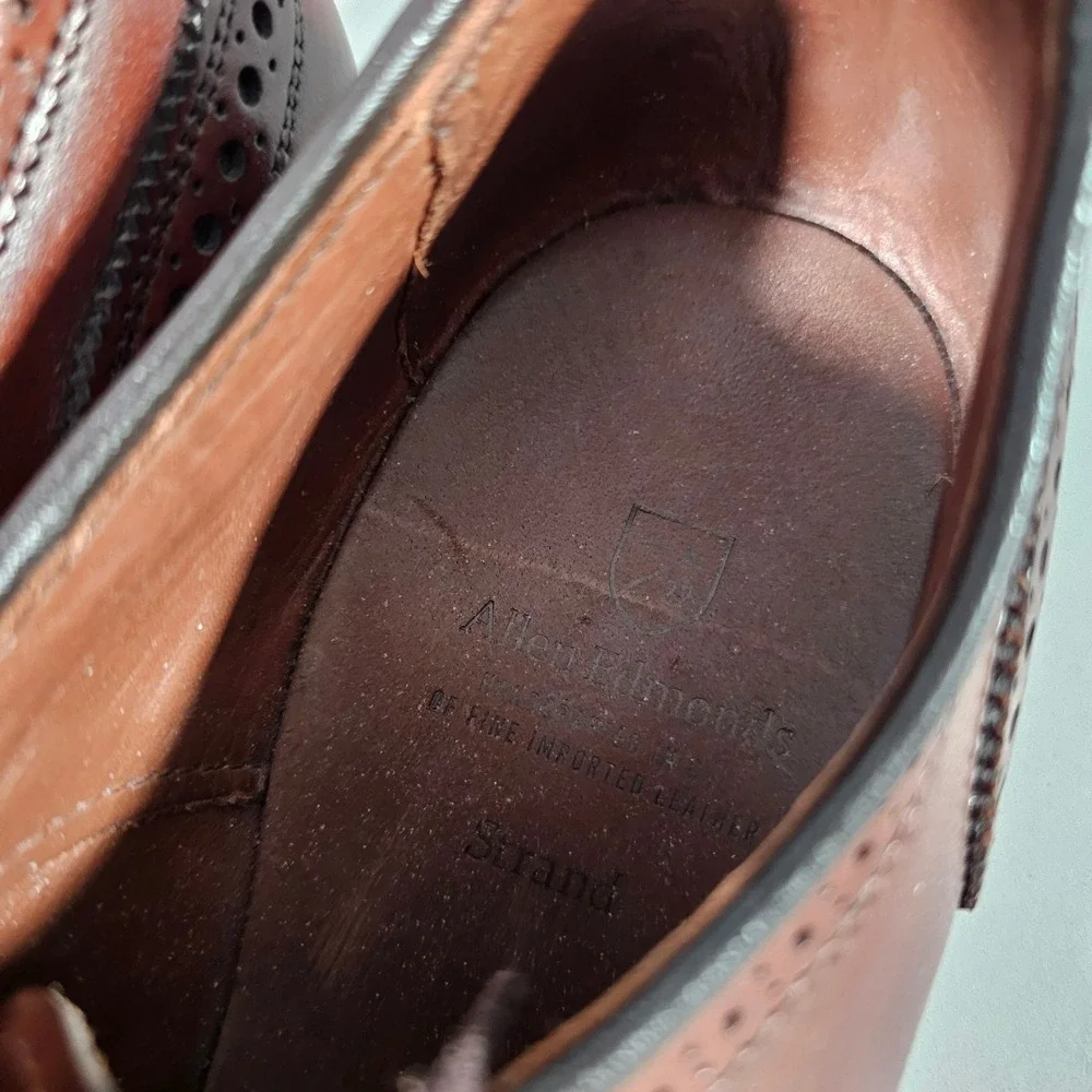 Allen Edmonds Strand Oxford Mens 10.5 D Brown Leather Brogue Cap Toe 1623